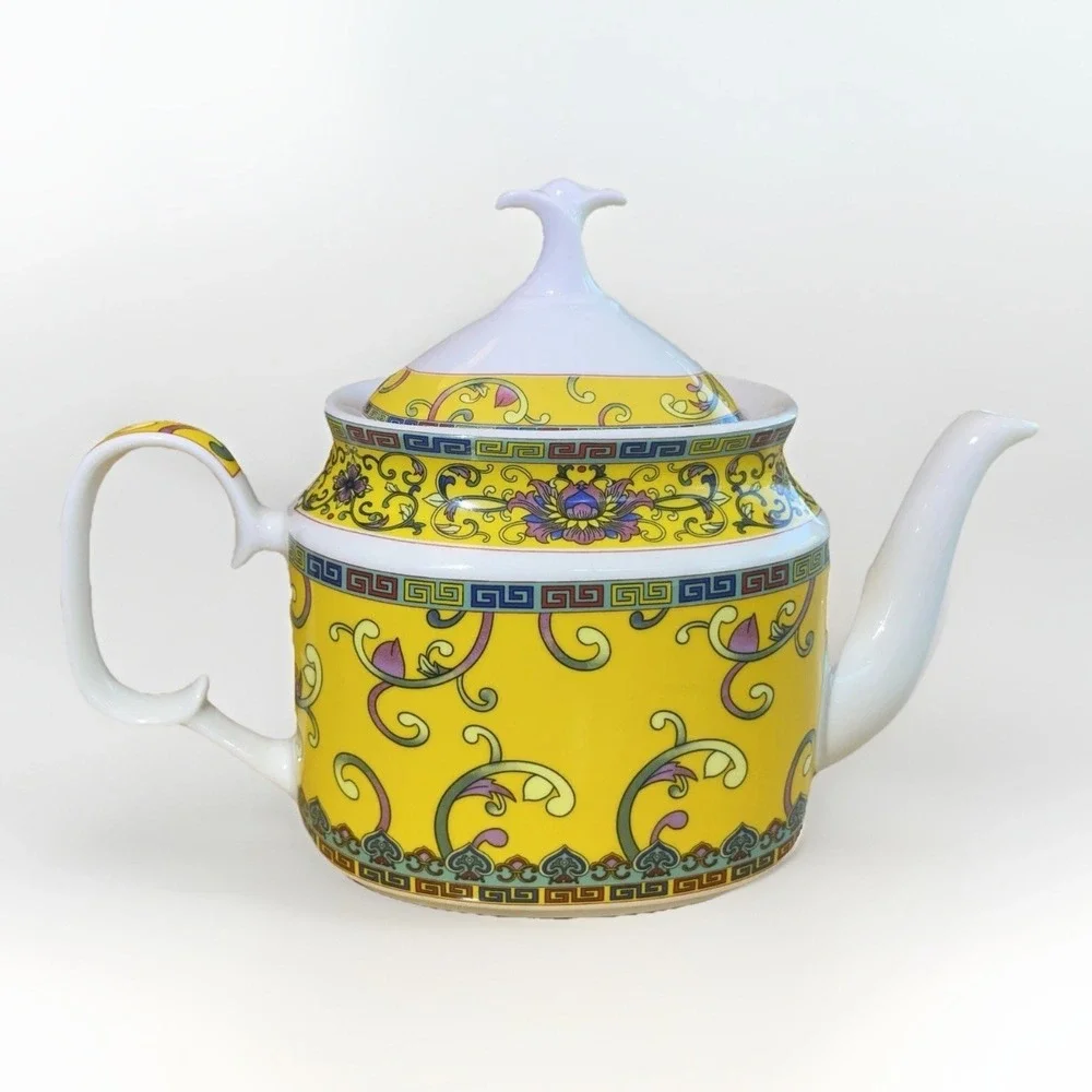 Coastline Imports Gracie‎ China Yellow Dynasty Teapot New Tea Brew Oval 32 oz